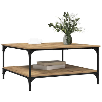 Table Basse Bois D'ingénierie chêne artisanal 80 x 80 x 40 cm