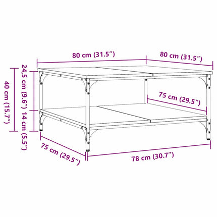 Table Basse Bois D'ingénierie Chêne noir 80 x 80 x 40 cm
