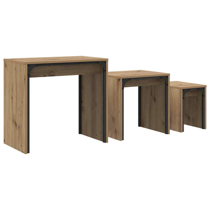 Table Basse Gigogne 3 Pcs 60 X 35 X 56 Cm chêne artisanal