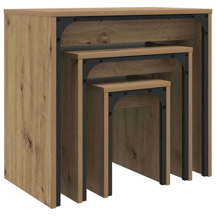 Table Basse Gigogne 3 Pcs 60 X 35 X 56 Cm chêne artisanal