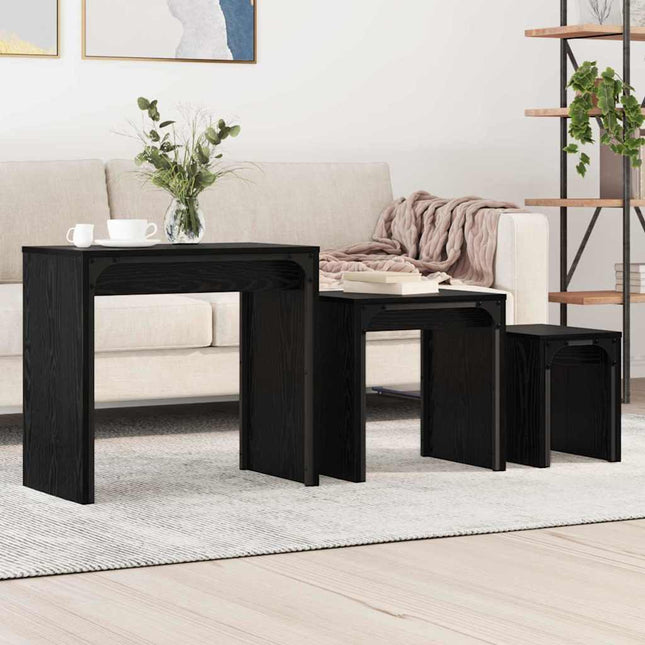 Table Basse Gigogne 3 Pcs 60 X 35 X 56 Cm Chêne noir