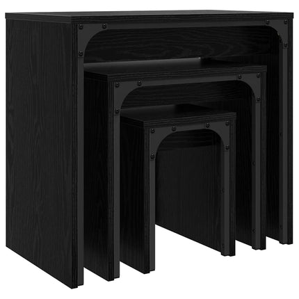 Table Basse Gigogne 3 Pcs 60 X 35 X 56 Cm Chêne noir