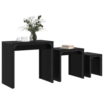 Table Basse Gigogne 3 Pcs 60 X 35 X 56 Cm Chêne noir