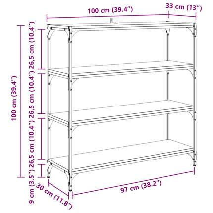 Bibliothèque Chêne artisanal 100 x 33 x 100 cm