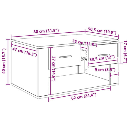 Table Basse 80 X 50 X 40 Cm Bois D'ingénierie chêne artisanal
