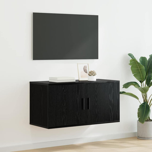 Meuble TV mural Chêne noir 80 x 34,5 x 40 cm Bois d'ingénierie