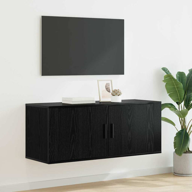 Meuble TV mural Chêne noir 100 x 34,5 x 40 cm Bois d'ingénierie