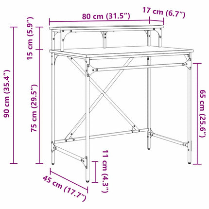 Bureau Chêne artisanal 80 x 50 x 90 cm Bois d'ingénierie
