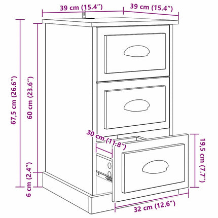 Cabinet De Chevet Avec Tiroir 39 X 39 X 67,5 Cm chêne artisanal
