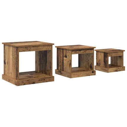 Table Basse 3 Pcs Bois D'ingénierie Bois ancien