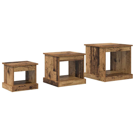 Table Basse 3 Pcs Bois D'ingénierie Bois ancien