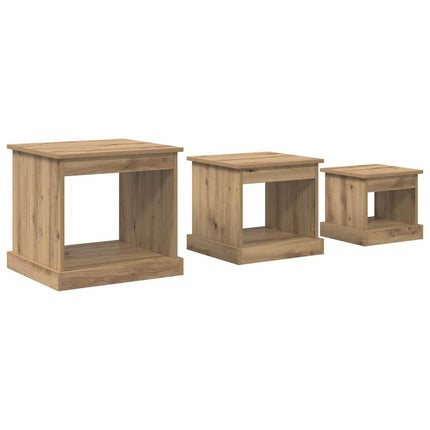 Table Basse 3 Pcs Bois D'ingénierie chêne artisanal