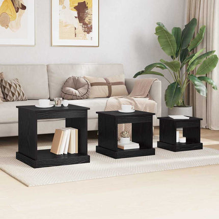 Table Basse 3 Pcs Bois D'ingénierie Chêne noir