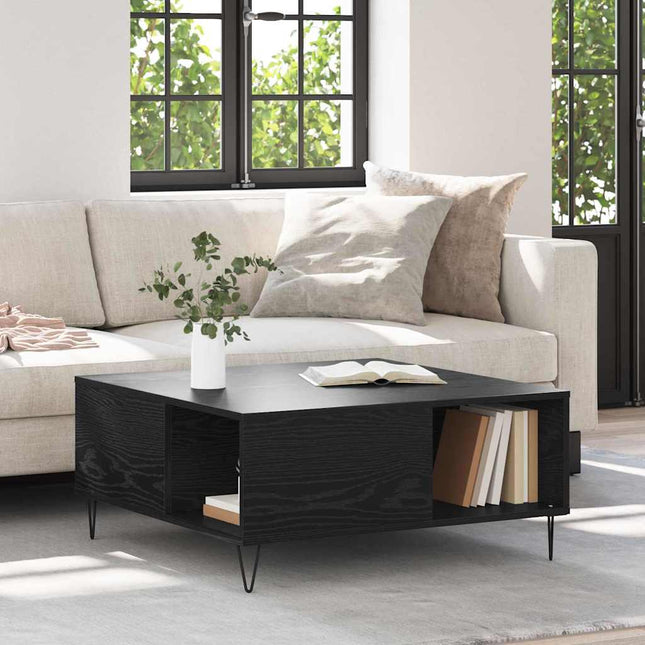 Table Basse 80 X 80 X 36,5 Cm Bois D'ingénierie Chêne noir