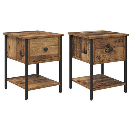 Table de chevet avec tiroir 2 pcs Bois ancien 34 x 35,5 x 45 cm