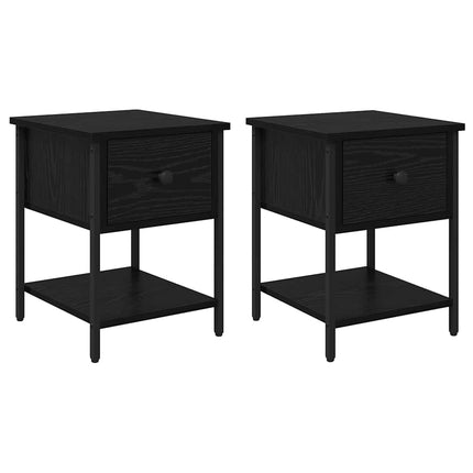 Table de chevet avec tiroir 2 pcs Chêne noir 34 x 35,5 x 45 cm