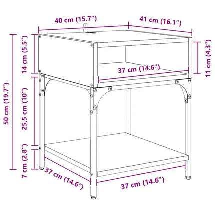 Table de chevet Bois ancien 40 x 40 x 50 cm Bois d'ingénierie