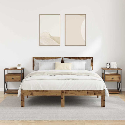 Cabinet de chevet avec tiroir 2 pcs Bois ancien 40 x 42 x 55 cm