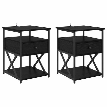 Cabinet de chevet avec tiroir 2 pcs Chêne noir 40 x 42 x 55 cm