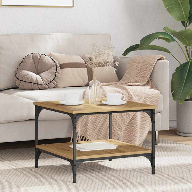 Table Basse Bois D'ingénierie chêne artisanal 55 x 55 x 40 cm