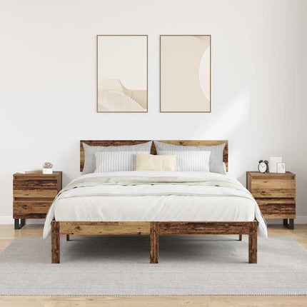 Cabinet de chevet avec tiroir 2 pcs Bois ancien 40 x 35 x 50 cm