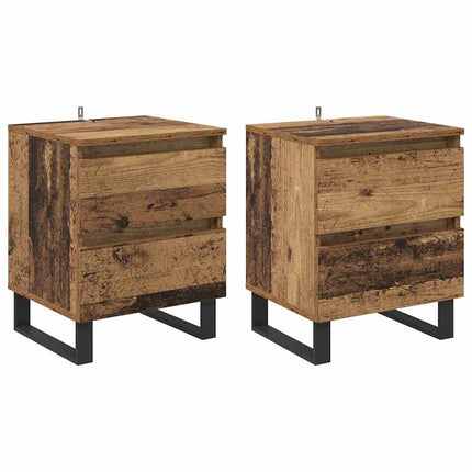 Cabinet de chevet avec tiroir 2 pcs Bois ancien 40 x 35 x 50 cm