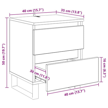 Cabinet de chevet Chêne noir 40 x 35 x 50 cm Bois d'ingénierie