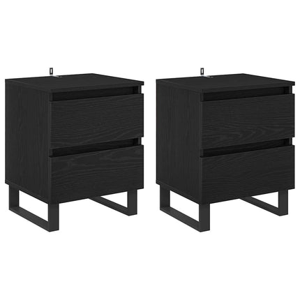 Cabinet de chevet avec tiroir 2 pcs Chêne noir 40 x 35 x 50 cm