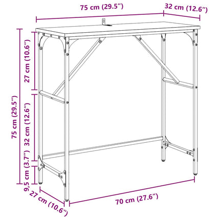 Table Console 75 X 32 X Bois D'ingénierie Chêne noir 75 cm