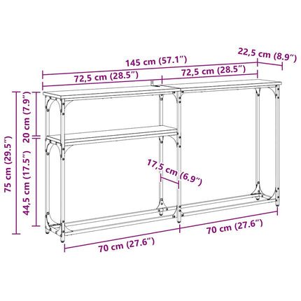 Tableconsole 145 X 22,5 X 75 Cm chêne artisanal 145 cm