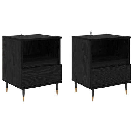 Cabinet de chevet avec tiroir 2 pcs Chêne noir 40 x 35 x 50 cm