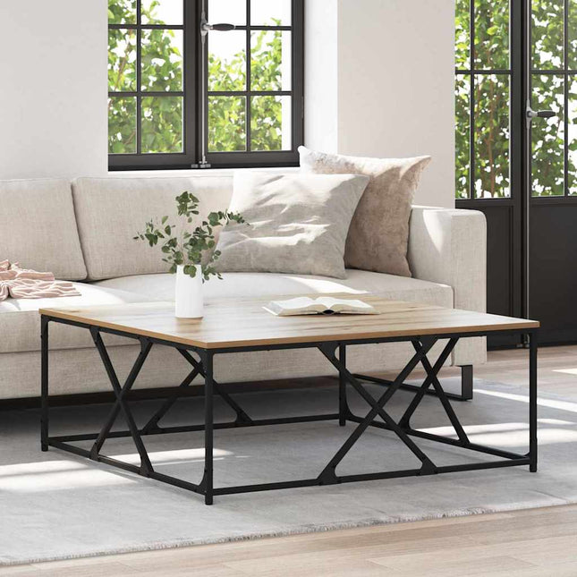 Table Basse Bois D'ingénierie chêne artisanal 100 x 100 x 40 cm