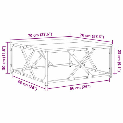 Table Basse Bois D'ingénierie chêne artisanal 70 x 70 x 30 cm
