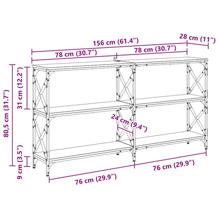 Table Console 156 X 28 X 80,5 Cm chêne artisanal 156 cm