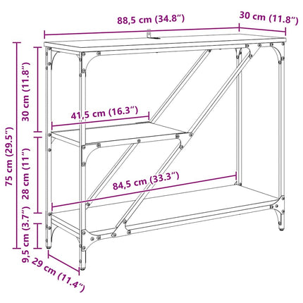 Table Console 88,5 X 30 X 75 Cm Bois D'ingénierie Chêne noir