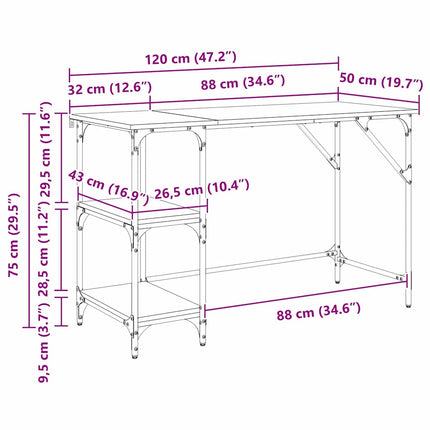 Bureau Bois Ancien 120 x 50 x 75 cm Bois d'ingénierie