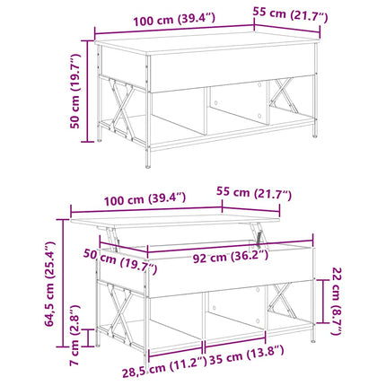 Table Basse 100 X 55 X 50 Cm Bois D'ingénierie chêne artisanal