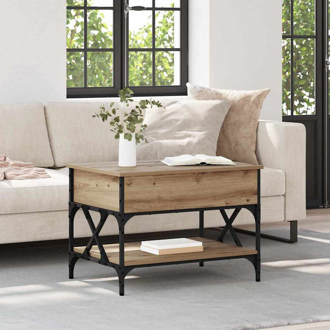 Table Basse 70X50X50Cm Bois D'ingénierie chêne artisanal 70 cm