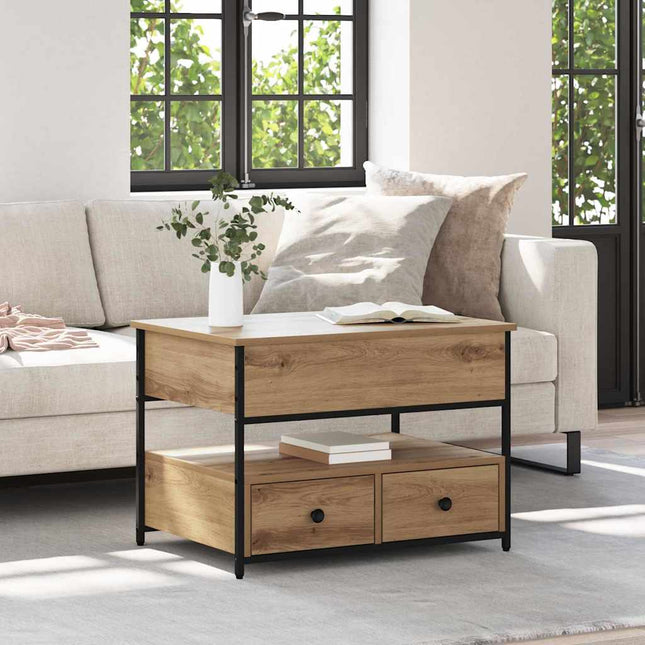 Table Basse 70 X 50 X 50 Cm Bois D'ingénierie chêne artisanal 70 cm