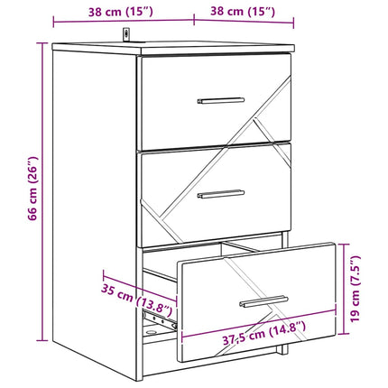 Cabinet de chevet Sonoma gris 38 x 38 x 66 cm Bois d'ingénierie