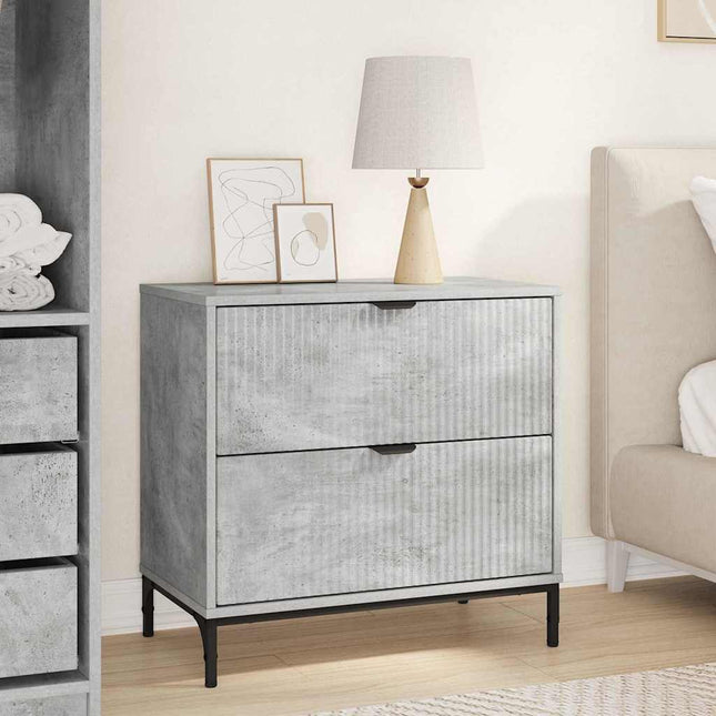 Table de chevet Gris béton 63,5 x 36 x 61 cm Bois d'ingénierie