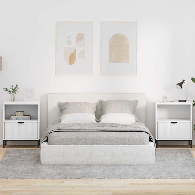 Tables de chevet 2 pcs Blanc 49 x 36 x 61 cm Bois d'ingénierie