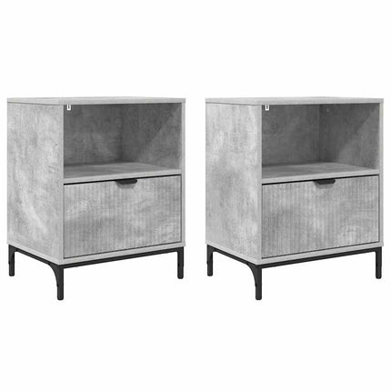Tables de chevet avec tiroir 2 pcs Gris béton 49 x 36 x 61 cm