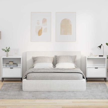 Tables de chevet 2 pcs Blanc brillant 49 x 36 x 61 cm