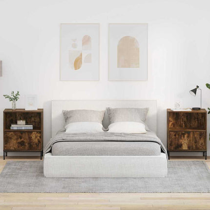 Tables de chevet avec tiroir 2 pcs Chêne fumé 49 x 36 x 61 cm