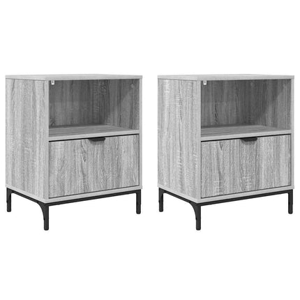 Tables de chevet avec tiroir 2 pcs Sonoma gris 49 x 36 x 61 cm