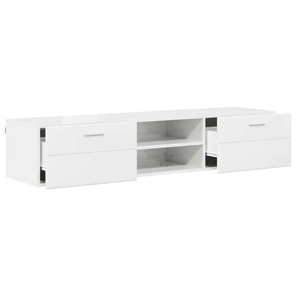 Meuble TV Blanc brillant 150 x 39 x 30 cm Bois d'ingénierie