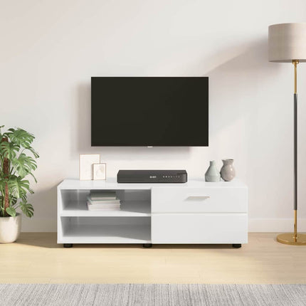 Meuble TV Blanc brillant 100.5 x 39 x 30 cm Bois d'ingénierie