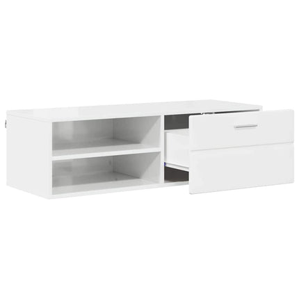 Meuble TV Blanc brillant 100.5 x 39 x 30 cm Bois d'ingénierie