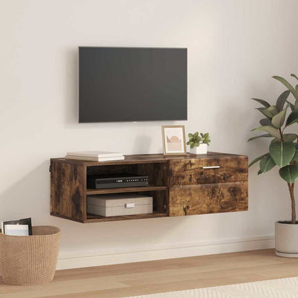 Meuble TV Chêne fumé 100.5 x 39 x 30 cm Bois d'ingénierie